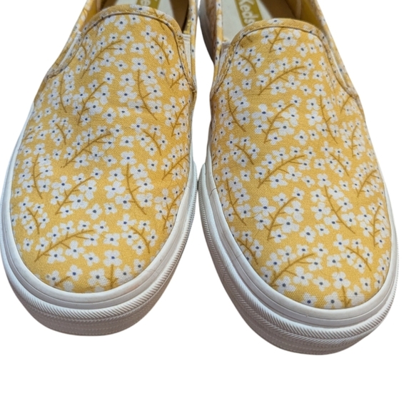 KEDS Double Decker Yellow Floral Slip-On Canvas Sneakers Women Shoes Size 8 - Picture 3 of 7